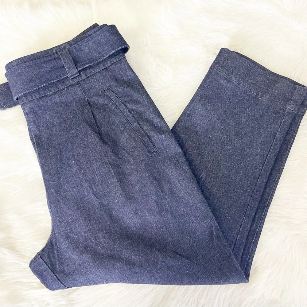 CARTONNIER by Anthropologie Denim Belted Trouser Pants Size 14